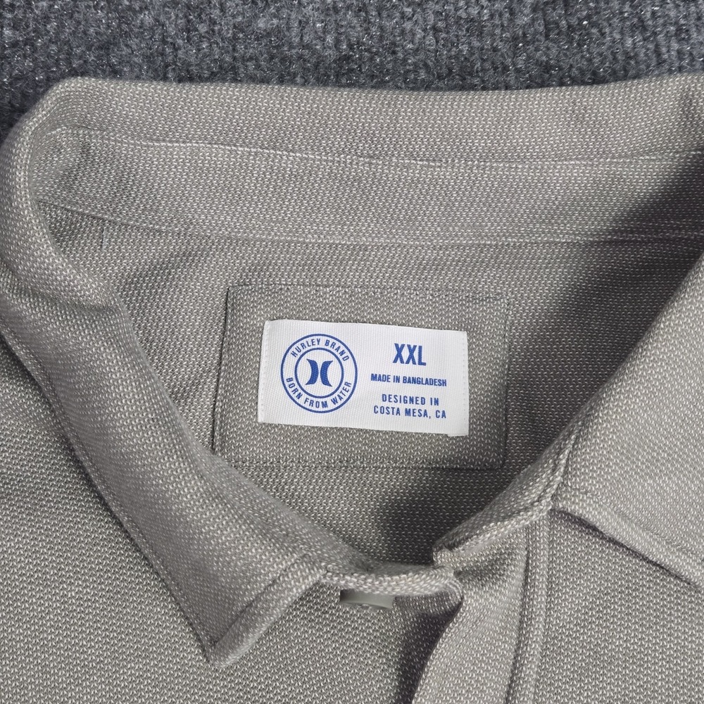 Hurley Men's XXL Shirt Iguana Khaki Button Down Long Sleeve Cotton Textured NWT - Picture 4 of 16